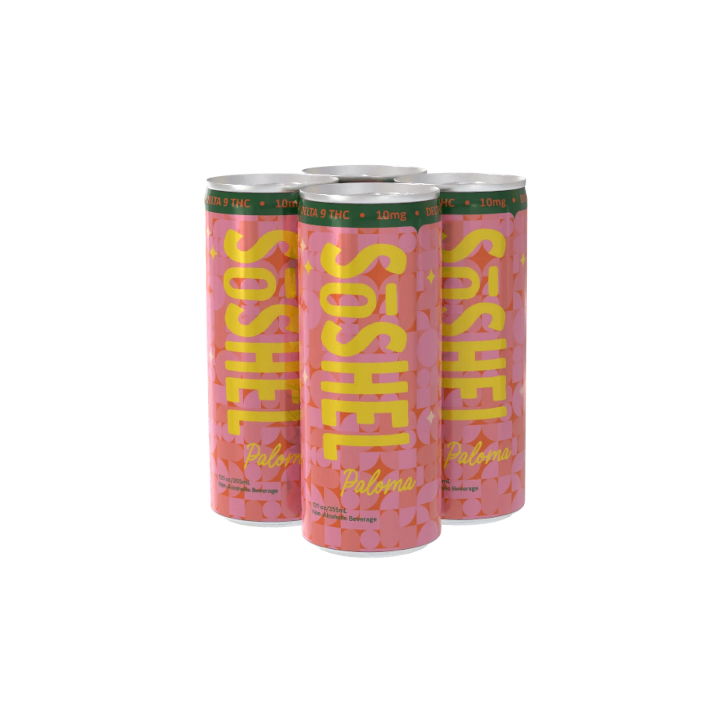 Pink Paloma flavor can with 'SoSHEL' branding on a white background