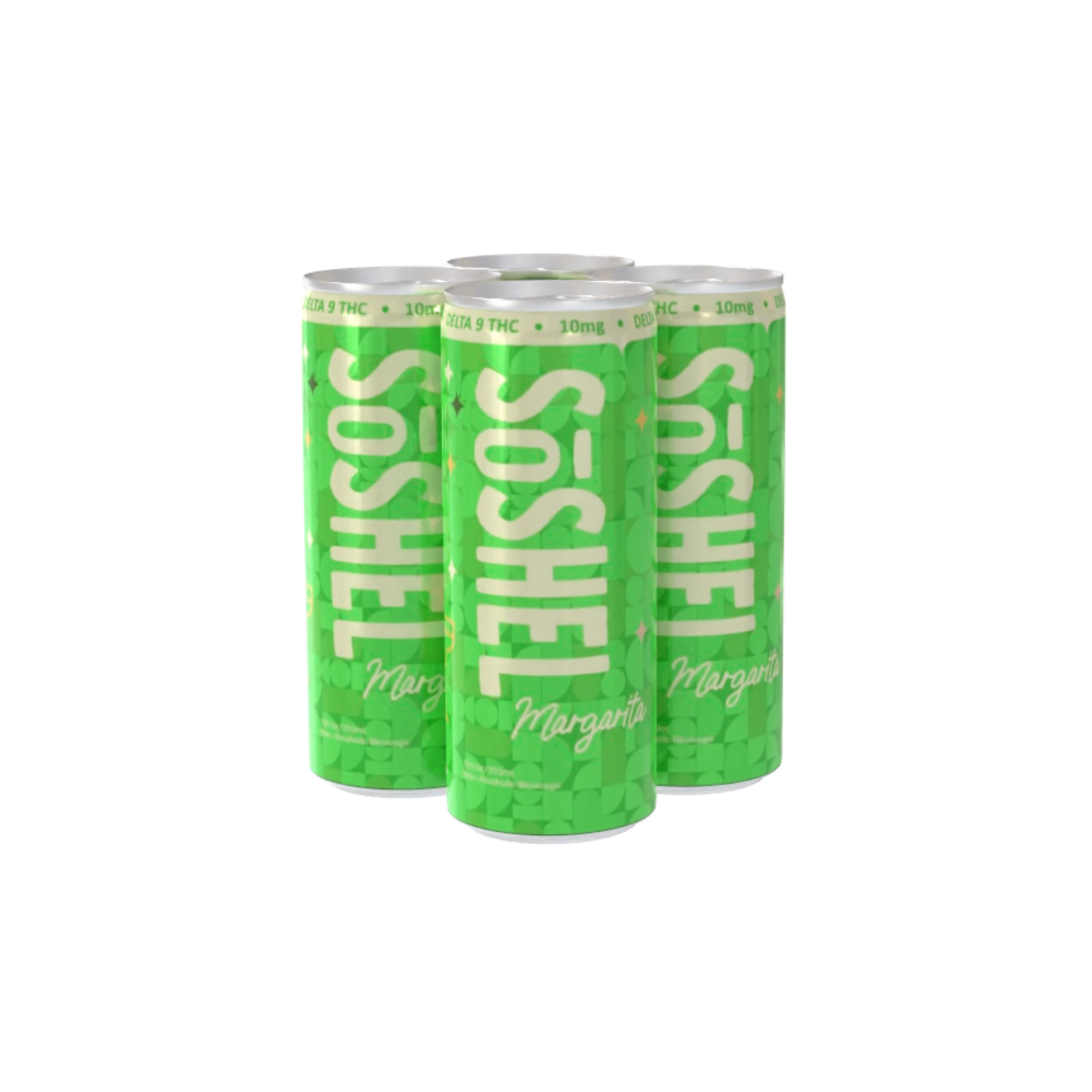 Green can of SoSHEL Margarita on a white background