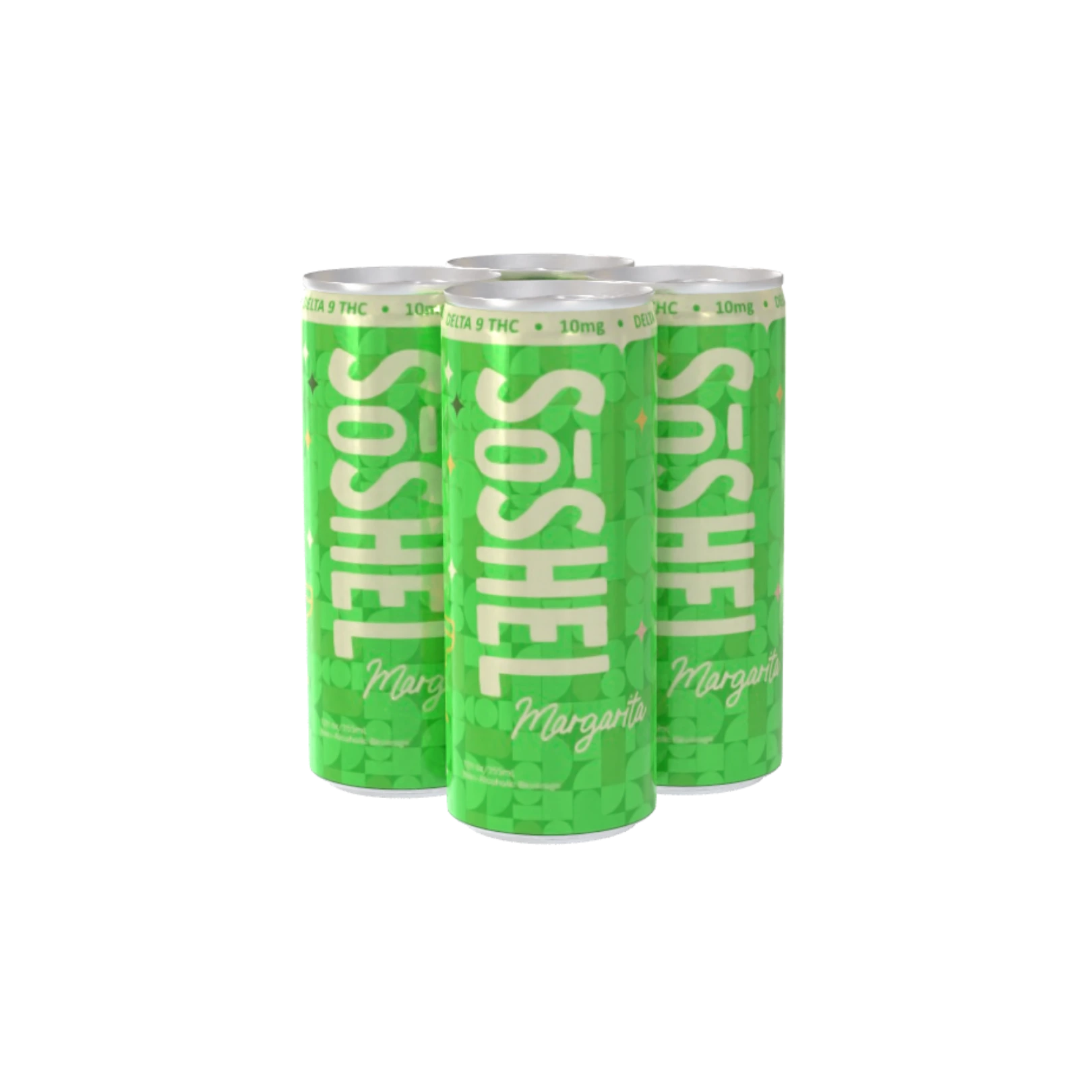 Green can of SoSHEL Margarita on a white background