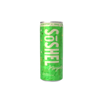 Green can of SoSHEL Margarita on a white background